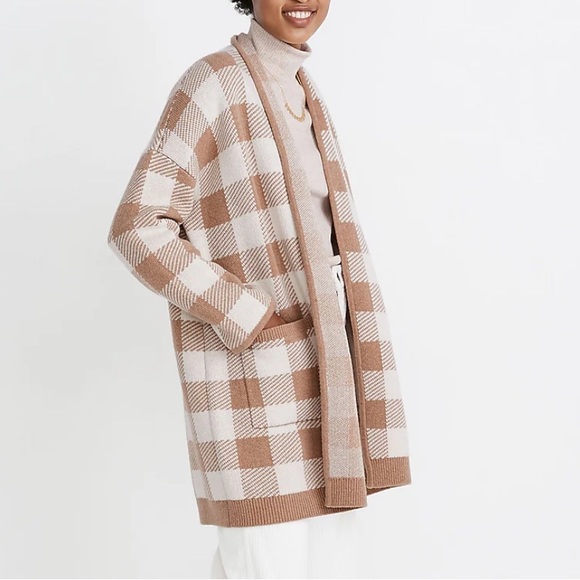 Madewell Sweaters - Madewell Minetta Sweater Longline Coat in Buffalo Check Wool Blend Size Small